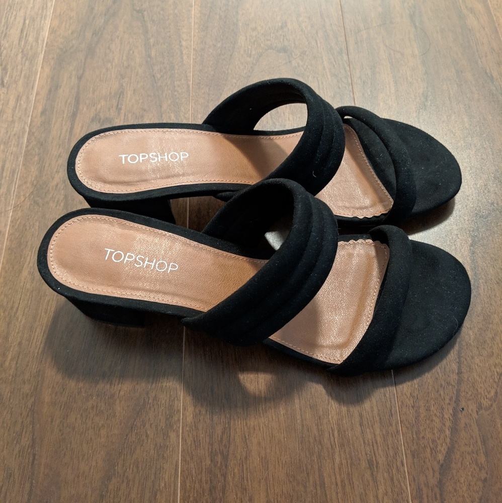 Topshop Black Suede Mules (8)